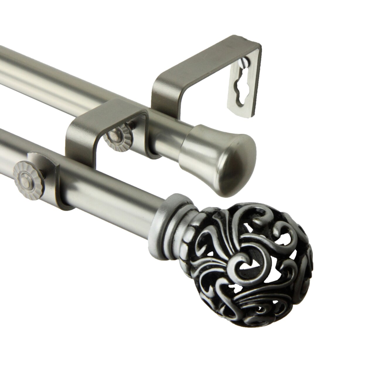 Rod Desyne Adora Double Curtain Rod 66-120 inch - Satin Nickel